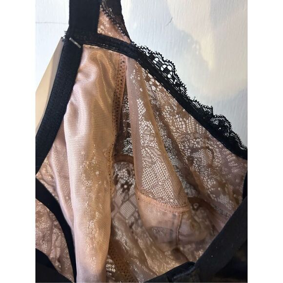 Curvy Couture 46DDD Bra black hue w/ballet fever lace wire bralett new - Picture 5 of 6